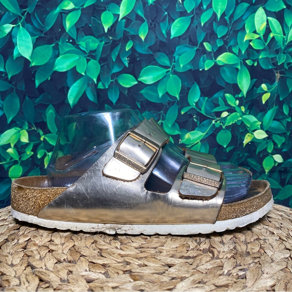 birkenstock metallic rose gold arizona